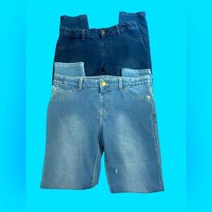 Youth Cat & Jack blue denim jean super stretch jeggings elastic waist size 14 16